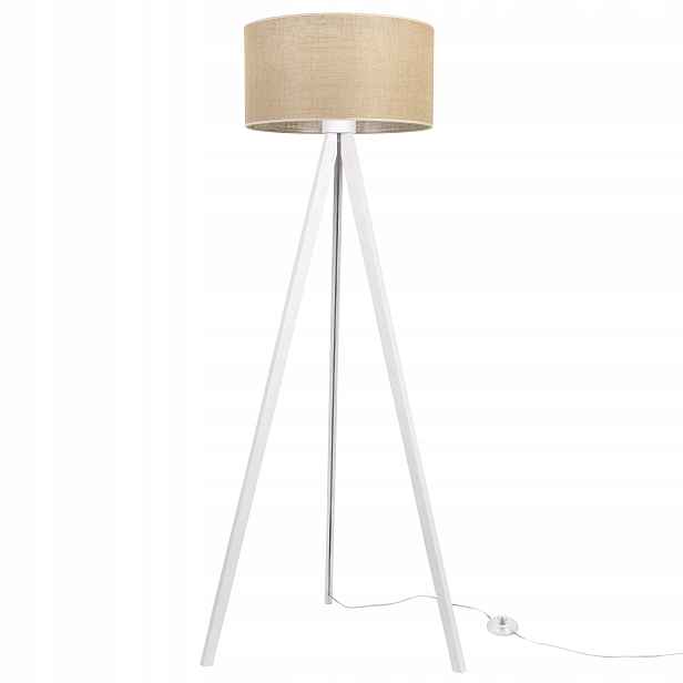 Stojací Lampa Bílá Trojnožka Boho Juta S Stínítkem Do Ložnice Pl