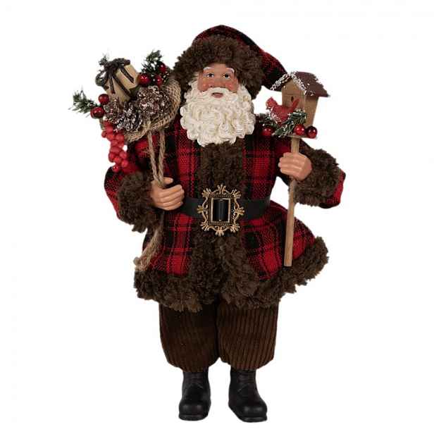 Vánoční dekorace taťka Santa Claus v kabátku s dárky - 18*10*27 cm Clayre & Eef