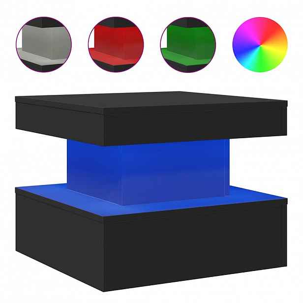 vidaXL Konferenční stolek s LED osvětlením černý 50 x 50 x 40 cm