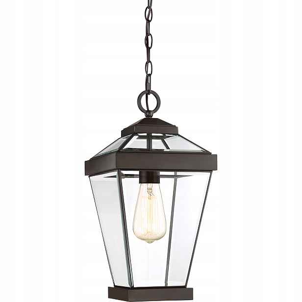 Venkovní závěsná terasová lampa hnědá skleněná tradiční Quoizel