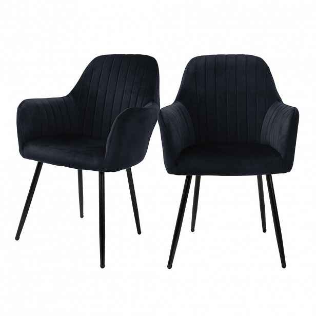 ML-DESIGN JÍDELNÍ ŽIDLE, sada 2 ks, černý samet