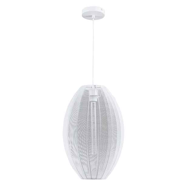 Závěsná lampa s látkovým stínítkem, bílá, do obývacího pokoje, ložnice, glamour Polux