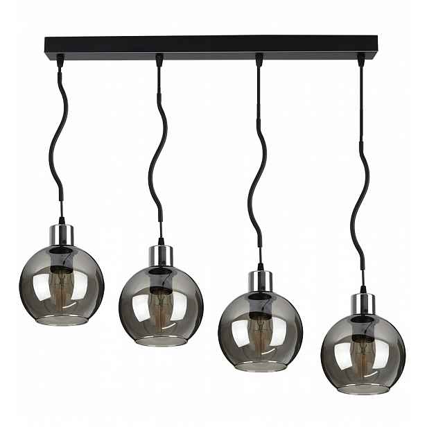 Skleněná závěsná lampa Lustr Spline Chrom Kula