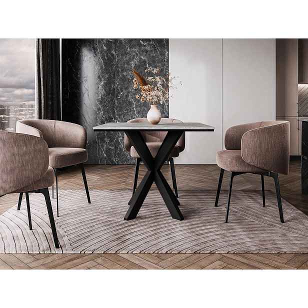 Designový jídelní stůl 90x90 MUKILTEO - beton / černý