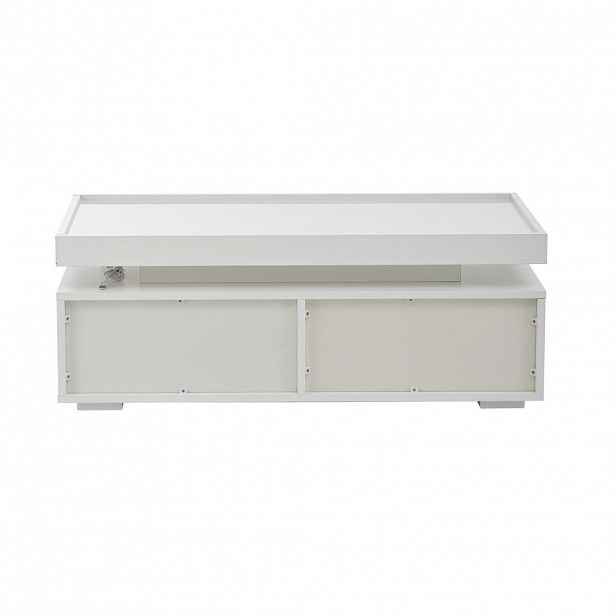 OKWISH KONFERENČNÍ stolek 95/45/35 cm bílý z dřevotřísky s LED osvětlením a 2 zásuvkami