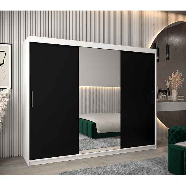Šatní skříň Abi T1 Barva korpusu: Bílá, Rozměry: 250 cm, Dveře: Černá