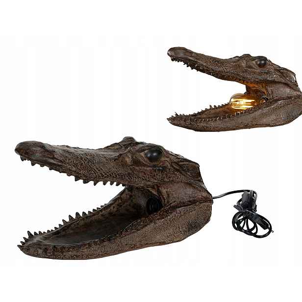 Stojací noční stolní lampa do obývacího pokoje Krokodýl hnědá dekorace
