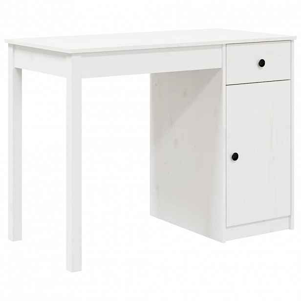 vidaXL Psací stůl bílý 100 x 50 x 75 cm masivní borové dřevo