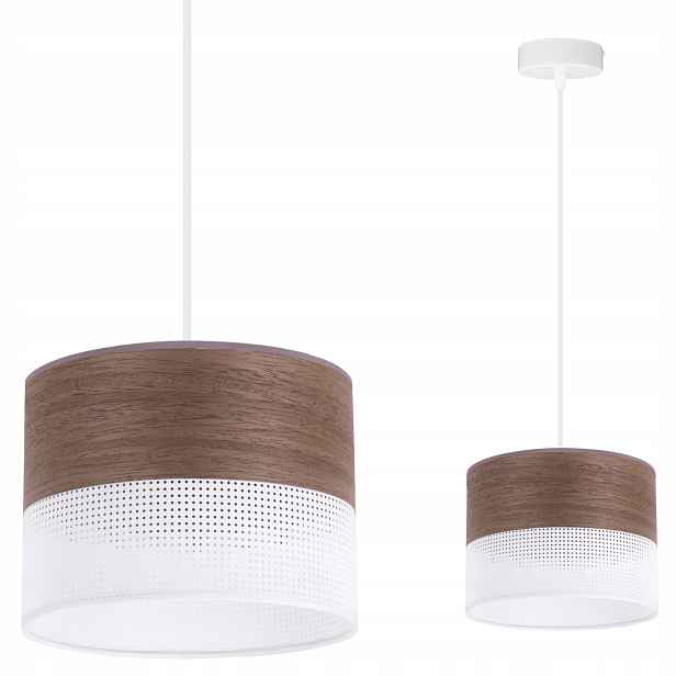 Závěsné Stropní Svítidlo Lustr Bílý Loft Dýha Ořech 20 CM