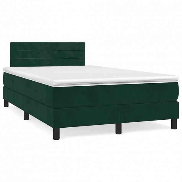 vidaXL Box spring postel s matrací tmavě zelená 120 x 200 cm samet