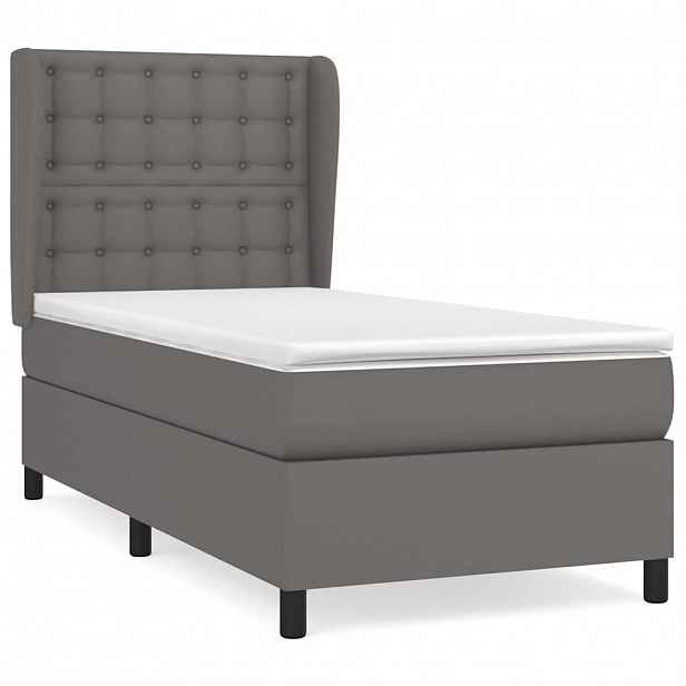 vidaXL Box spring postel s matrací šedá 90x190 cm umělá kůže