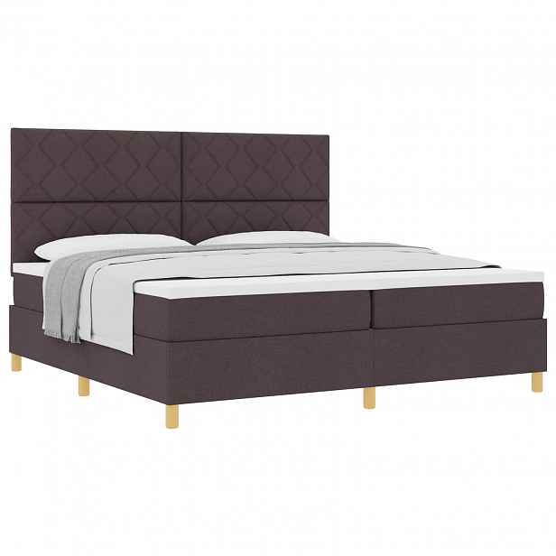 vidaXL Postel s boxspringem s čelo Tmavě hnědá 200 x 200 cm textil