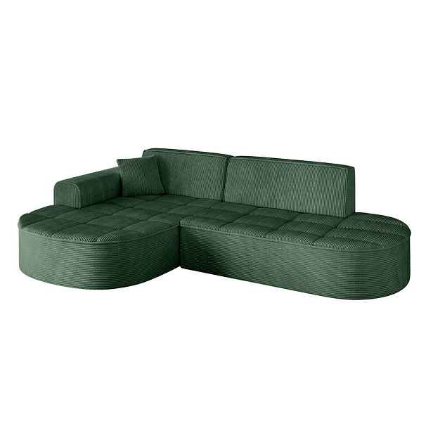ALTDECOR ROHOVÁ SEDAČKA s otomanem, levá TARO-L1 243x171x79,5 Zelená Manšestr