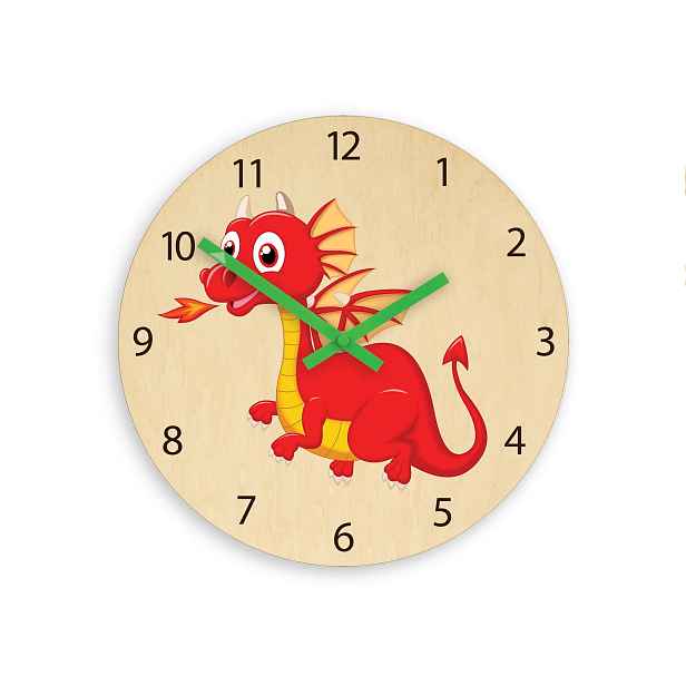 ModernClock Dětské nástěnné hodiny Ami Drak 30 cm vícebarevné