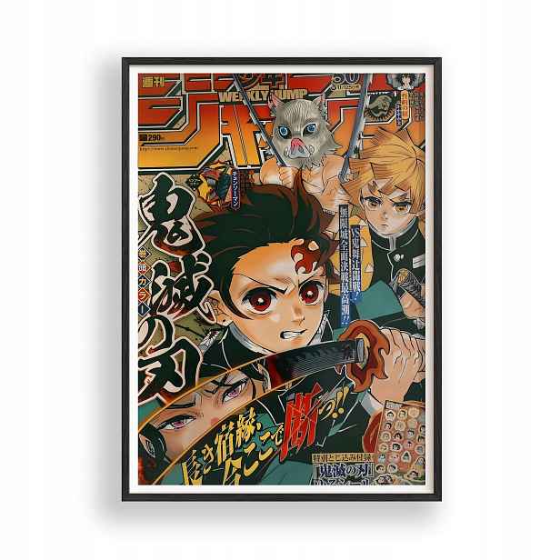 Obraz Demon Slayer Tanjiro Zenitsu Inosuke Plakát Rámeček Dřevěný 30x42 cm