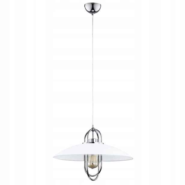 Závěsná lampa industriální chrom skleněná bílá stínidlo nad stůl ostrov Alfa