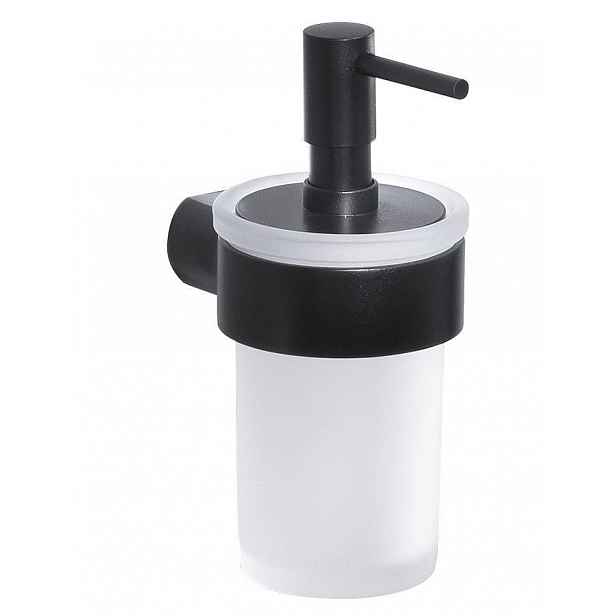 Gedy - PIRENEI dávkovač mýdla 110 ml, mléčné sklo, černá mat PI8114