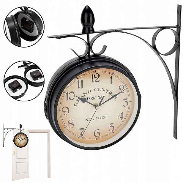Nástěnné hodiny Retro 13 cm Železné s arabskými číslicemi do ložnice, Oboustranné