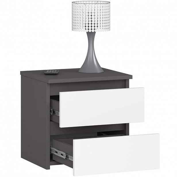 RAUMHIRSCH FURNITURE NOČNÍ STOLEK Grafitově šedý, bílý 40/40/35