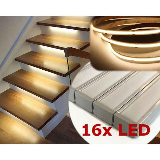 Set 16 x Led Cob schodišťová lišta Světelná linka 1 m Na Míru
