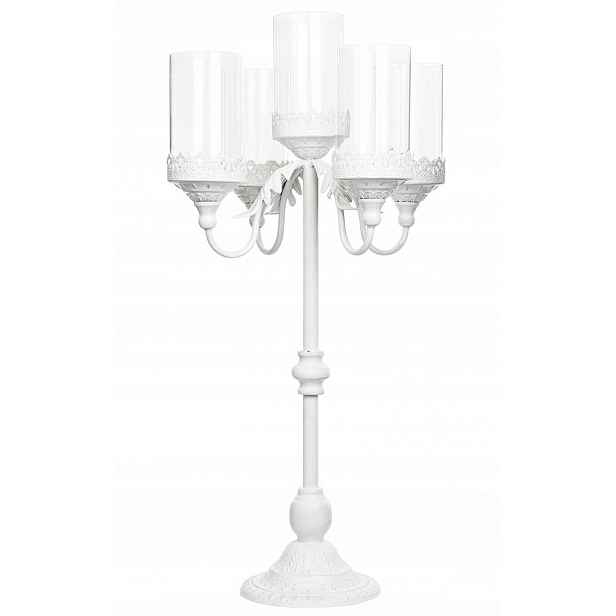 Svícen Kandelabr retro bílý mat výška 73 cm