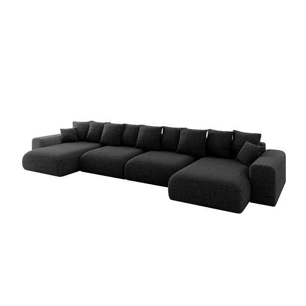 ALTDECOR SEDACÍ SOUPRAVA ve tvaru U s funkcí spaní a úložným prostorem ESKAR-U2 464x176x72 Černá Strukturovaná látka