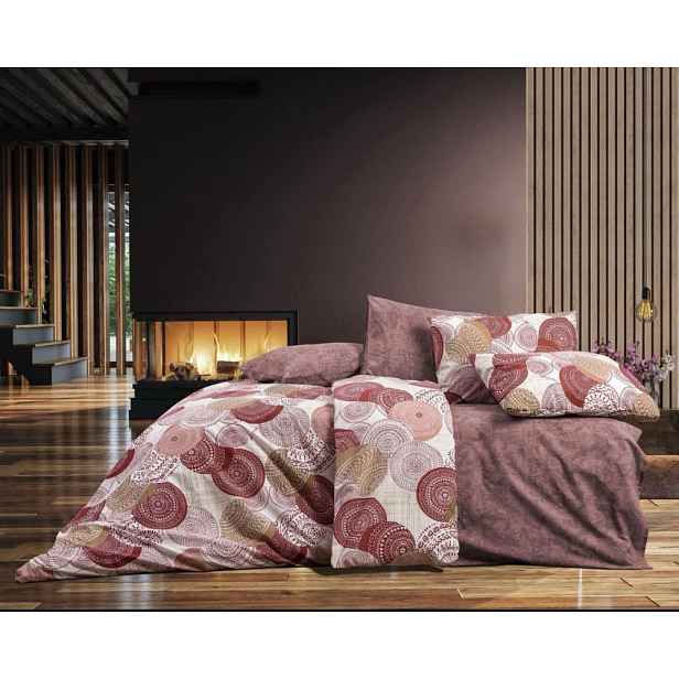 Francouzské bavlněné povlečení Deluxe 220x200+2x70x90 Mandala bordó