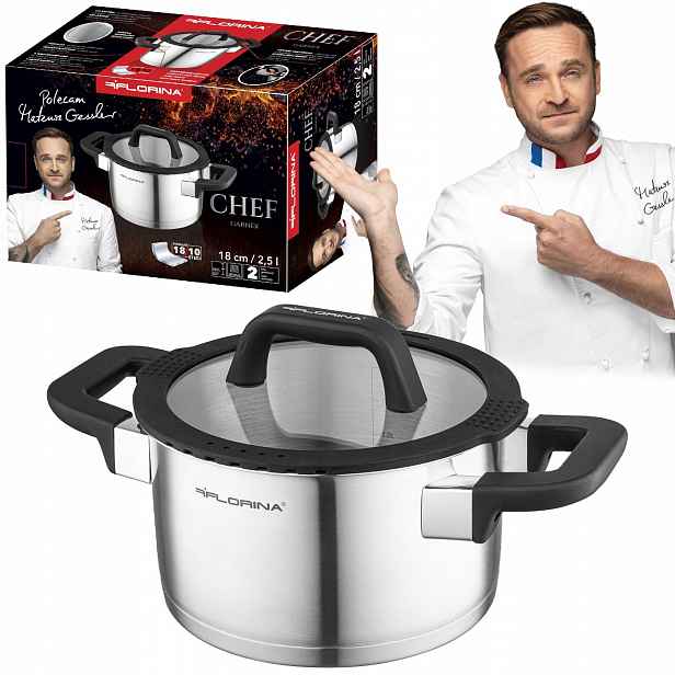 Hrnec Tradiční S Poklicí Na Indukci Nerezová Ocel Inox 18cm 2,5L