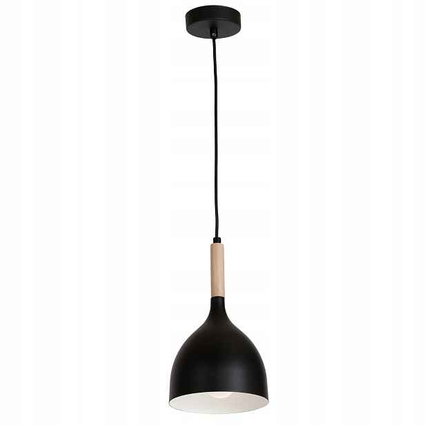 Luminex Závěsná lampa Noak Wood černá/dřevo 1xE27 15W, stmívatelná