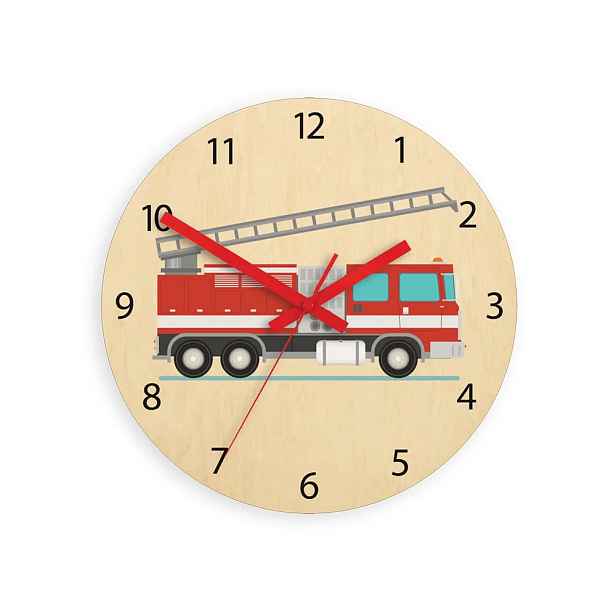 ModernClock Dětské nástěnné hodiny Ami Hasičské auto 30 cm vícebarevné