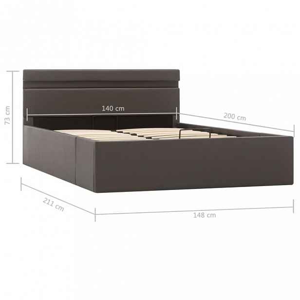 Postel s úložným prostorem a LED světlem šedá Dekorhome 140 x 200 cm
