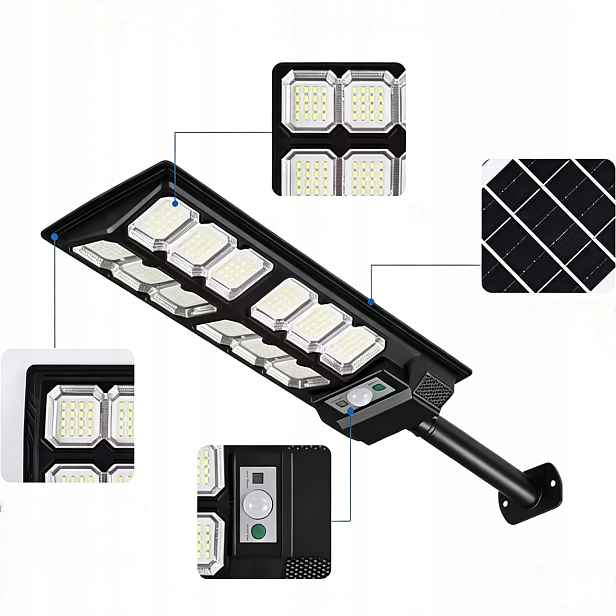 Solární pouliční lampa Todomi 3000W 5000lm se senzorem pohybu a soumraku