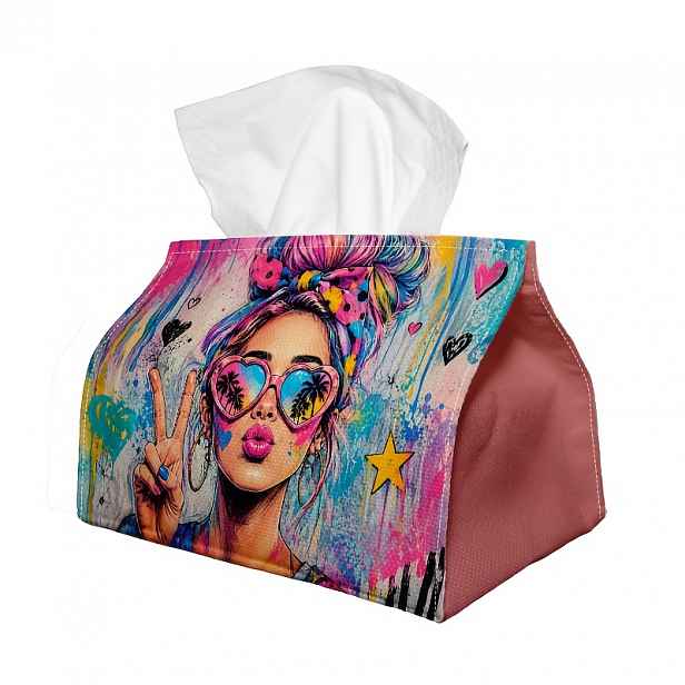TEMU 1 ks Krabička na kapesníky Pop Art Módní Abstraktní, Portrét Ženy Neonové, do Obývacího Pokoje, Auta a na Stůl, Velmi Vhodná do Obývacího Pokoje