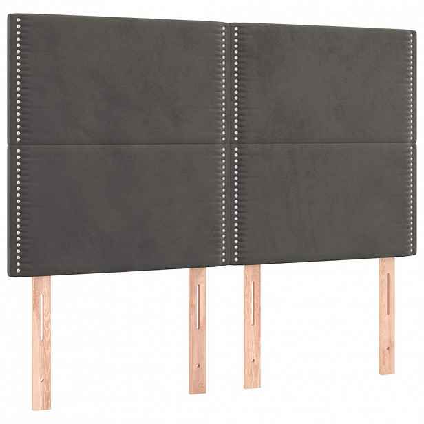 vidaXL Čelo postele tmavě šedé 144x5x118/128 cm sametové