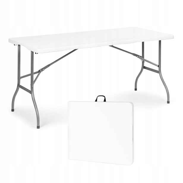 Zahradní cateringový stůl 153 x 70 cm skládací do kufru, bílý MultiGarden