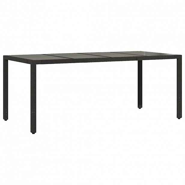 vidaXL Zahradní stůl se skleněnou deskou černý 190x90x75 cm polyratan