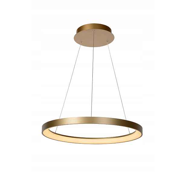 Závěsná Led lampa zlatá kulatá 58 cm ring teplé světlo do obývacího pokoje Lucide