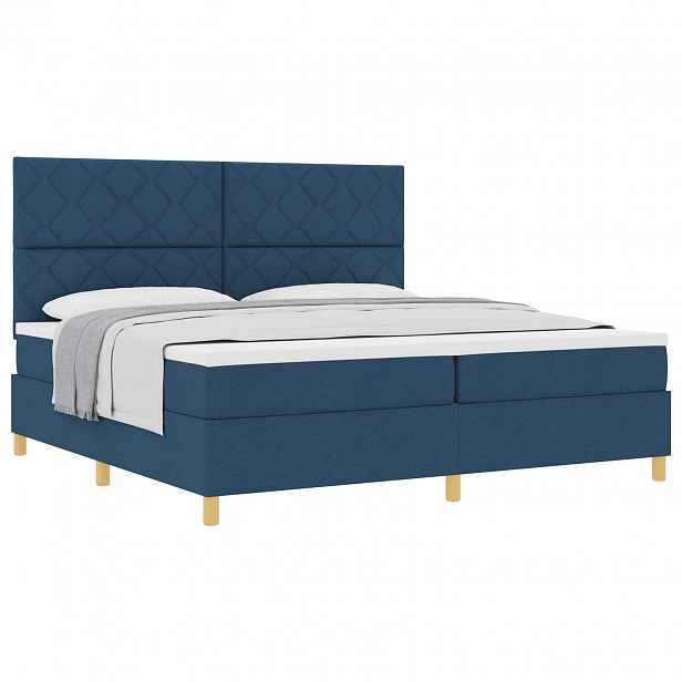 vidaXL Postel s boxspringem s čelo Modrá 200 x 200 cm textil