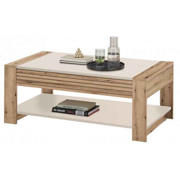 Konferenční stolek se šuplíkem Felipe, dub evoke/béžový kašmír
