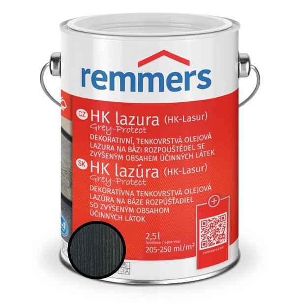 Lazura tenkovrstvá REMMERS HK lazura Grey Protect žulově šedá 2,5 l