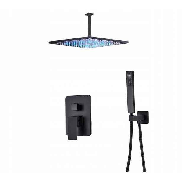 Podomítkový Set Černá Matná Dešťová Sprcha Led Box 20 CM