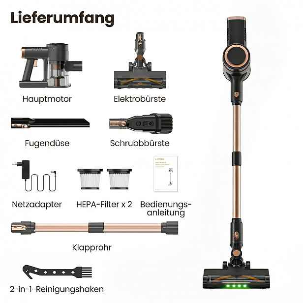 TEMU Bezdrátový vysavač 45000Pa silný sací výkon / 50 minut provozu, ultra tichý, vysoký výkon, s LED displejem / protizamotávací válečkový kartáč,