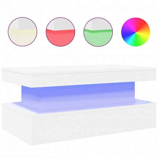 vidaXL Konferenční stolek s LED osvětlením bílý 90 x 50 x 40 cm