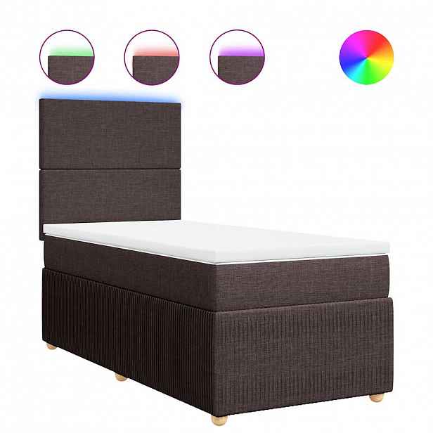 vidaXL Box spring postel s matrací tmavě hnědá 90x190 cm textil