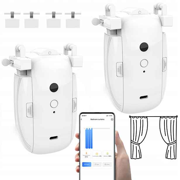 2 X Robot Na Záclony Pro Garnýž Automatická Bezdrátová Sada Tuya