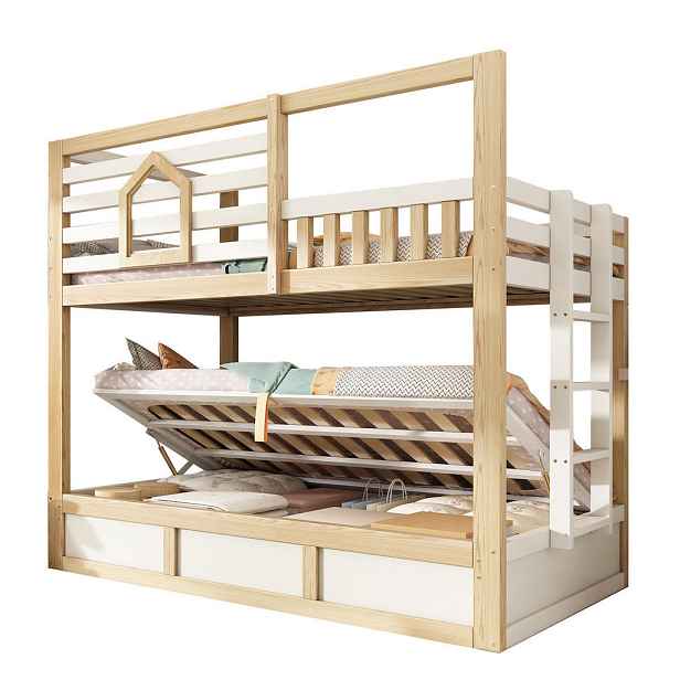 Modenvie PALANDA ze dřeva, 90/200 cm, bílá/dubová, s hydraulickým úložným prostorem