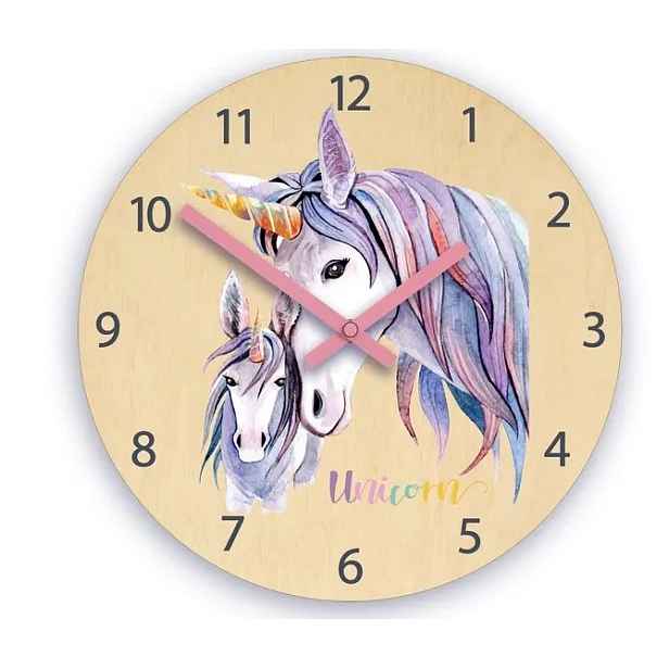ModernClock Dětské nástěnné hodiny Ami Jednorožec 30 cm vícebarevné II