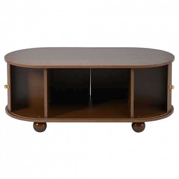 OKWISH KONFERENČNÍ stolek 100/50/40 cm ořechový z MDF s posuvnými dvířky a úložným prostorem