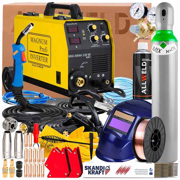 Poloautomatický Magnum Mig-mma 220W 230V 200A Flux 2-VÁLCOVÉ Svařování