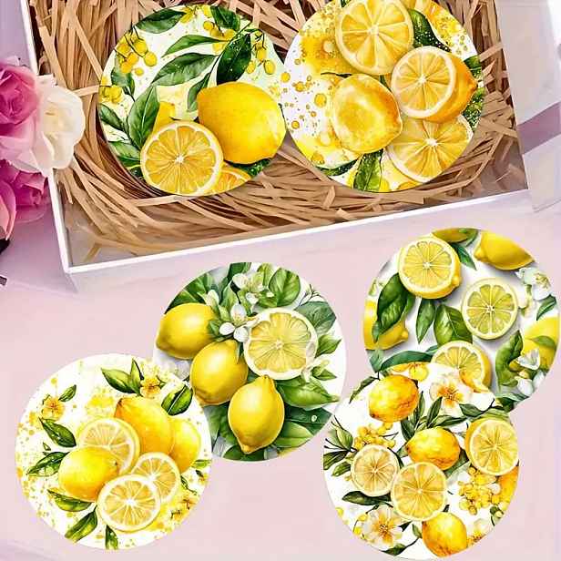 TEMU 6 ks dřevěných tácků s citronovníku, tepelně odolné, vhodné k kávě, čaji atd. Perfektní pro dekoraci kuchyně, auta, domácnosti a restaurace,
